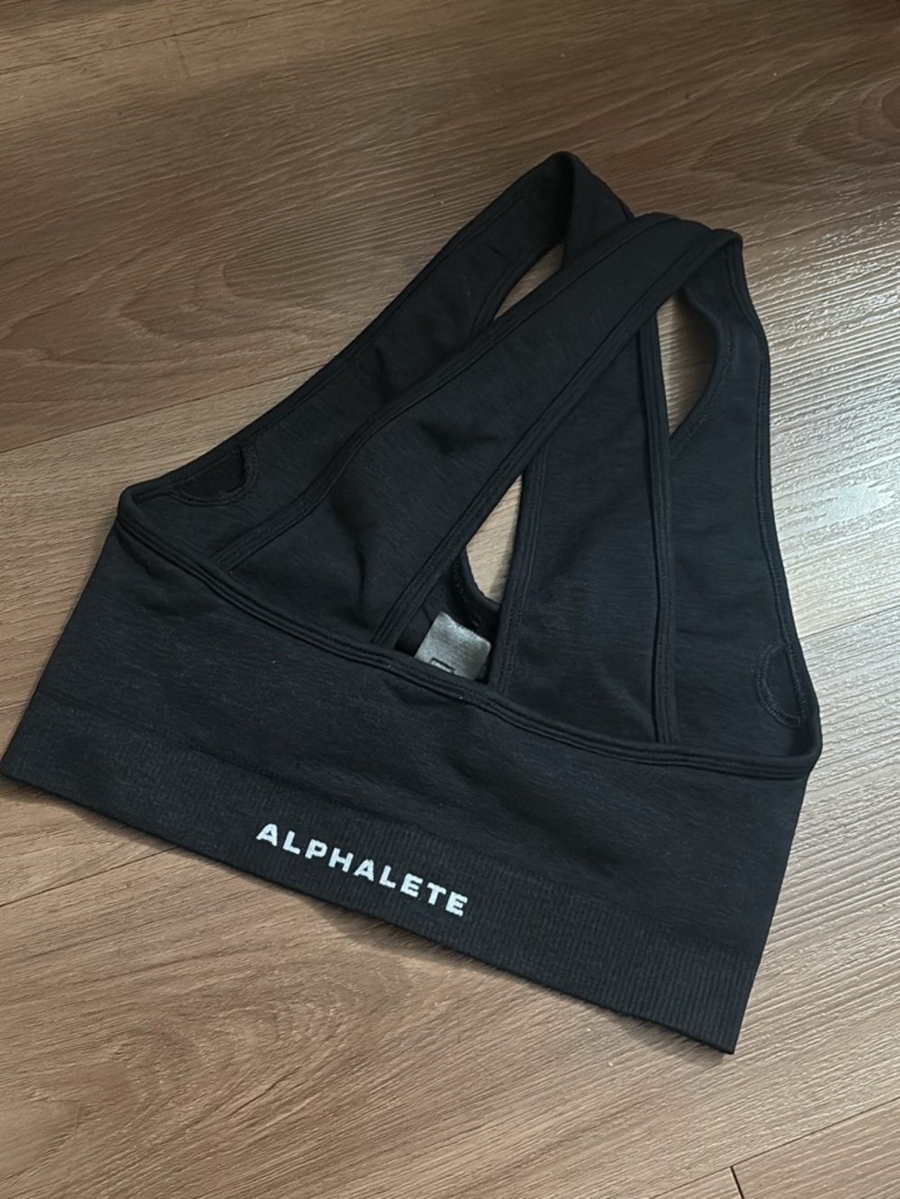 Alphalete Black Crossback Sports Bra with Logo Band